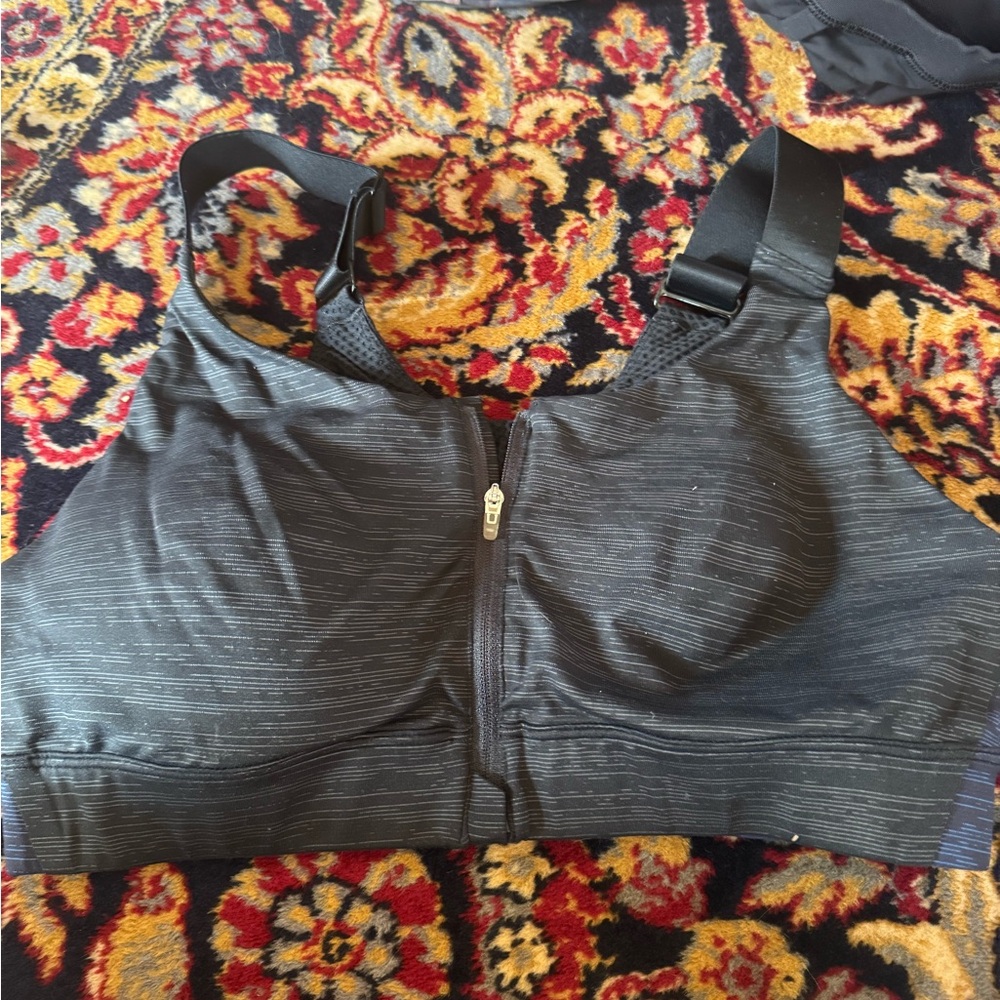 Outdoor Voices Charcoal Zipper Sports Bra